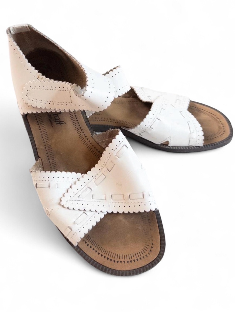 Vintage 90s Leather Craft White Genuine Leather Sandals Women’s 7.5